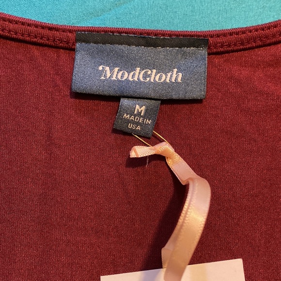NWT ModCloth Faux Wrap Maroon Dress - Picture 3 of 3